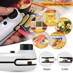 Bag Sealer, HSLGOVE 2 In 1 Mini Bag Sealer Heat Seal Rechargeable And Cutter, Mini Chip Bag Sealer Heat Seal With Soft Magnetic -White -KitchenAid Shop 51Po7lmZzSL