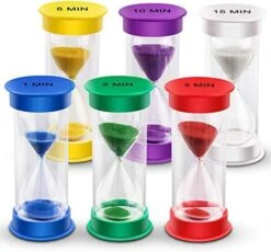 Sand Timer, Acrylic Hourglass Timer Colorful Sandglass Timer 1 Min/2 Mins/3 Mins/5 Mins/10 Mins/15 Mins Sand Clock Timer For Games Classroom Home Office(Pack Of 6) -KitchenAid Shop 51PwRaBH 4L. AC