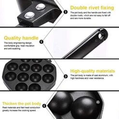 12 Holes Takoyaki Maker, Mini Pancakes Maker Japanese Taiyaki Pan Nonstick Egg Mcmuffin Maker Cast Iron Pan Cooking Tools With Handle For Octopus Ball Egg Puffs Mold Baking 10 12 Holes Takoyaki Maker, Mini Pancakes Maker Japanese Taiyaki Pan Nonstick Egg Mcmuffin Maker Cast Iron Pan Cooking Tools With Handle For Octopus Ball Egg Puffs Mold Baking -KitchenAid Shop 51PymmTz1tL