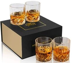 Old Fashioned Whiskey Glasses With Luxury Box - 10 Oz Rocks Barware For Scotch, Bourbon, Liquor And Cocktail Drinks - Set Of 4