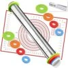 Rolling Pin Nonstick And Silicone Baking Pastry Mat Combo Kit, Adjustable Rolling Pin With Thickness Rings, Rolling Pin For Baking Fondant, Pizza, Pie, Pastry, Pasta, Dough, Cookies (red) -KitchenAid Shop 51Q8qiKzHIL