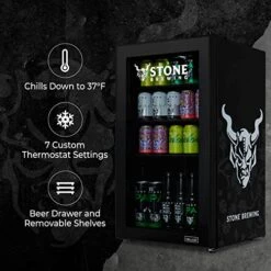 Beverage Refrigerator Cooler With 126 Can Capacity - Mini Bar Beer Fridge With Right Hinge Glass Door - Cools To 37F - Stone Brewing 13 Beverage Refrigerator Cooler With 126 Can Capacity - Mini Bar Beer Fridge With Right Hinge Glass Door - Cools To 37F - Stone Brewing -KitchenAid Shop 51QBtYkpoiL