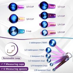 Ich 14 Piece Iridescent Rainbow Stainless Steel Measuring Cups And Spoons Set Magnetic Metal Kitchen Conversion Chart Included Large Small And Mini Scoop Cute Colorful Design -KitchenAid Shop 51QSyD1YvIL