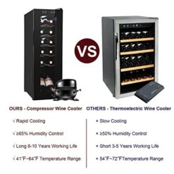 Compressor Wine Cooler Refrigerator Wine Fridge Freestanding Wine Refrigerator Countertop Electronic Wine Cabinet For Home Bar, Small Kitchen, Apartment,RV(Ship From US)) (12 Bottle/1.2cu.ft/34 L)