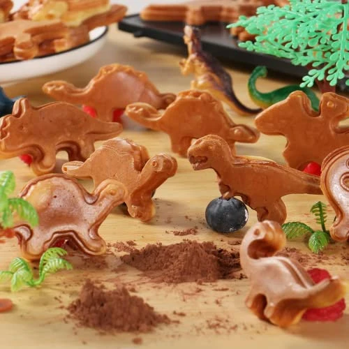 Mini Waffle Maker Dinosaur Waffle Iron For Kids 7 Unique Dino Waffle In Minutes, Electric Nonstick Waffle Pancakes Maker With Removable Plates Breakfast Maker Machine, Fun Gift For Kids Family 4 Mini Waffle Maker Dinosaur Waffle Iron For Kids 7 Unique Dino Waffle In Minutes, Electric Nonstick Waffle Pancakes Maker With Removable Plates Breakfast Maker Machine, Fun Gift For Kids Family - Image 2