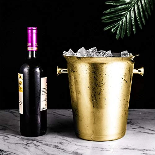 Champagne Bucket With Carry Handles Gold Plated Stainless Steel Ice Bucket For Parties 4 Champagne Bucket With Carry Handles Gold Plated Stainless Steel Ice Bucket For Parties - Image 2