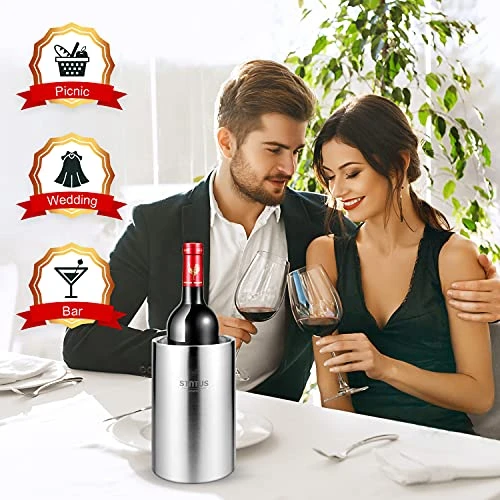 Wine Chiller Bucket, STUTUS Stainless Steel Double Wall White Wine Bottle Cooler Bucket, Insulated Champagne Beer Ice Bucket 5 Wine Chiller Bucket, STUTUS Stainless Steel Double Wall White Wine Bottle Cooler Bucket, Insulated Champagne Beer Ice Bucket - Image 3