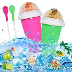 2PCS Slushie Cup, Magic Slushy Maker Squeeze Cup Smoothie Cups With Lids And Straws For Kids & Adults