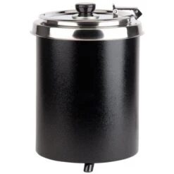 W300BK 6 Qt. Round Black Countertop Soup Kettle Warmer - 110V, 300W