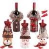 Holiday/Christmas Wine Bottle Decors/Bags Set Of 7: Checkers & Herringbone Decors With Faux Fur Collar; Santa Clause, Snowman & Reindeer Drawstring Bags; Bottle Stoppers Silicone Christmas Decor Gift -KitchenAid Shop 51Qwv5J1kZL