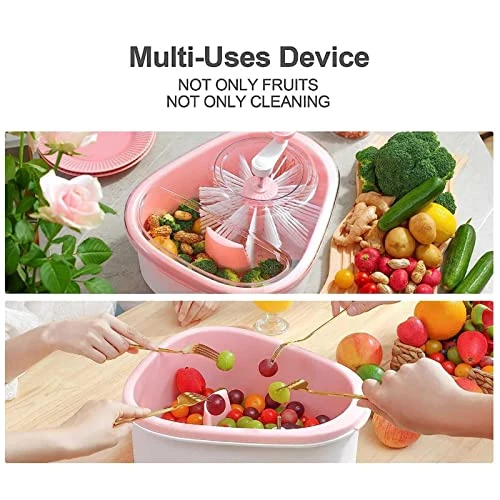 Fruit Cleaning Device, Large Salad Spinner, Fruit Vegetable Spinner With Bowl, Fruit Vegetable Cleaner With Spin Scrubber Brush, Salad Spinner, Vegetable Washer For Veggie Fruit 7 Fruit Cleaning Device, Large Salad Spinner, Fruit Vegetable Spinner With Bowl, Fruit Vegetable Cleaner With Spin Scrubber Brush, Salad Spinner, Vegetable Washer For Veggie Fruit - Image 5