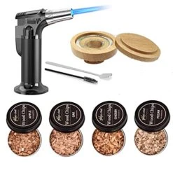 Cocktail Smoker Kit With Torch With 4 Flavors Wood Chips, Old Fashioned Smoker Kit For Infused Cocktail, Cheese, Salad And Meats, Gifts For Men, Dad And Boyfriend (No Butane)