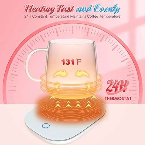 Coffee Mug Warmer, Candle Warmer Plate With Auto Shut Off, Coffee Warmer With Mug Set For Women, Smart Temperature Control With 55℃/131℉, Electric Heated Coffee Cup Warmer For Desk 4 Coffee Mug Warmer, Candle Warmer Plate With Auto Shut Off, Coffee Warmer With Mug Set For Women, Smart Temperature Control With 55℃/131℉, Electric Heated Coffee Cup Warmer For Desk - Image 2