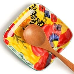 Olorful Hand Painted Spoon Rest - 4.75 Inches Ceramic Spoon Holder For Kitchen Counter Stove Top, Dishwasher Safe, Multicolor