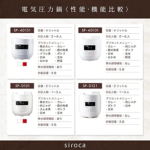Siroca Electric Pressure Cooker SP-D131(W) (White)【Japan Domestic Genuine Products】 7 Siroca Electric Pressure Cooker SP-D131(W) (White)【Japan Domestic Genuine Products】 - Image 5
