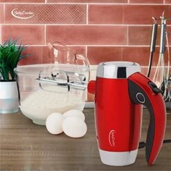 7 Speed Hand Mixer With Stand With Chrome Beater And Hooks, Metallic Red, BC-2208CMR, 6.06*8.66*6.65