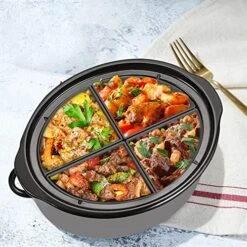 Slow Cooker Divider Liner Fit 6 QT Silicone Slow Cooker Liners, 4 In 1 Reusable Slow Cooker Divider, Leakproof & Easy Clean Dishwasher Safe Cooking Liner For 6 Quart Pot (Grey) -KitchenAid Shop 51RDT9qQf1L