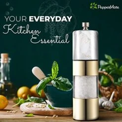Mate Salt And Pepper Grinder - Easily Refillable Stainless Steel Pepper Mill Grinder With Real Marble Finish Top, Ceramic Blades, Adjustable Coarseness (White) -KitchenAid Shop 51REkkoTiKL