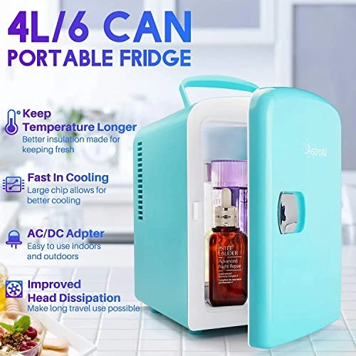 Mini Fridge 4 Liter/6 Can AC/DC Teal Cigarette Lighter Extension Cord 12Ft/12V/120W/15A Bundle 6 Mini Fridge 4 Liter/6 Can AC/DC Teal Cigarette Lighter Extension Cord 12Ft/12V/120W/15A Bundle - Image 4