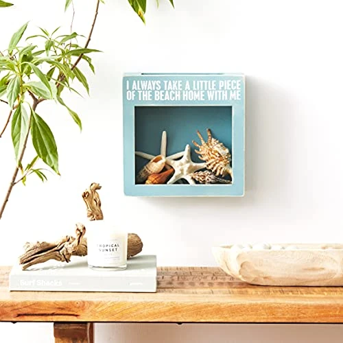 By Kathy 24673 Distressed Blue Wooden Sea Shell Holder, 10" X 10", Piece Of The Beach With Me 5 By Kathy 24673 Distressed Blue Wooden Sea Shell Holder, 10" X 10", Piece Of The Beach With Me - Image 3