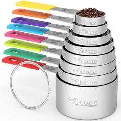 8-Piece Measuring Cups Set, Stainless Steel Nesting Measuring Cups, Perfect For Dry And Liquid Ingredients, Dishwasher Safe