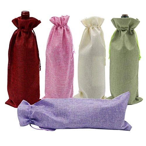 10Pcs Burlap Wine Gift Bags, Jute Wine Bottle Covers With Drawstrings, Champagne Wine Bottle Bags For Wedding, Christmas, Birthday, Blind Tastings, Home Storage (Mixed Color) 3 10Pcs Burlap Wine Gift Bags, Jute Wine Bottle Covers With Drawstrings, Champagne Wine Bottle Bags For Wedding, Christmas, Birthday, Blind Tastings, Home Storage (Mixed Color)