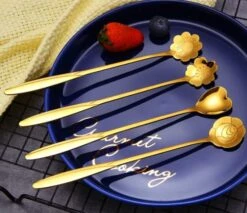 4pcs Stainless Steel Cherry Blossom Spoon Coffee Spoon Rose Flower Spoon Wedding Gift Bird's Nest Gift Spoon Honey Spoon (gold-A1) -KitchenAid Shop 51RTKOV4mfL