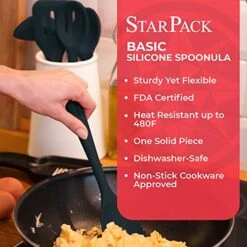 Basics Silicone Spatula Spoon (Spoonula) - Spatulas Silicone Heat Resistant To 480°F - Hygienic One Piece Rubber Spatula Spoon Design - Spoon Spatulas For Nonstick Cookware (Gray Black) -KitchenAid Shop 51RTzjxgMIL
