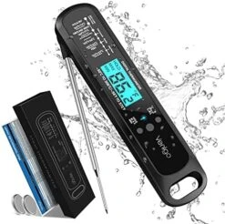 Digital Meat And Food Thermometer For Cooking And Grilling, Waterproof Instant-Read Cooking Thermometer, Kitchen Probe Thermometer For Baking, Roasting, Smoking, Deep Frying (Black) -KitchenAid Shop 51RVXEciHFL. AC