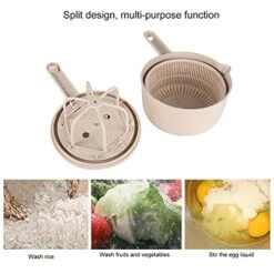 Salad Spinner, Manual Fruit Vegetable Dryer With Bowl And Lockable Colander Basket Vegetables Rice Washing Tool For Kitchen, Cooking(Beige) -KitchenAid Shop 51RXpoFbwpL