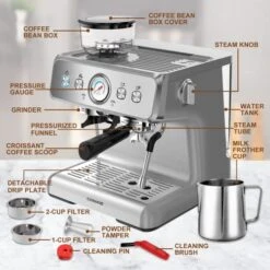 Espresso Machine, Expresso Machines With Grinder, Cappuccino Machine, Stainless Steel 20 Bar Espresso Coffee Maker, Professional Home Barista Espresso Maker With Steamer And 95 Oz Water Tank -KitchenAid Shop 51Rd92V77EL