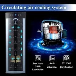 Wine Cooler, Compact Mini Wine Fridge Wine Cellar For Red, White, Champagne Or Sparkling Wine, Freestanding Wine Refrigerator With Quiet Compressor & LED Light, 40-66F, Blue&gray (12 Bottles) -KitchenAid Shop 51Rffu0W3iL