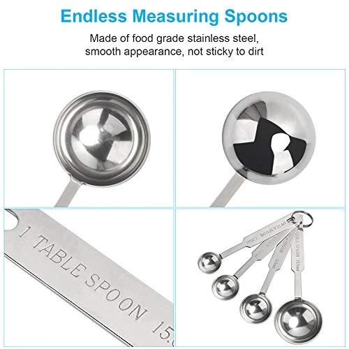 4PCS OstWony Measuring Spoons Set, Includes 1/4 Tsp, 1/2 Tsp, 1 Tsp, 1 Tbsp, Food Grade Stainless Steel Measuring Cups, Tablespoon And Teaspoon For Measure Liquid And Dry Ingredients 5 4PCS OstWony Measuring Spoons Set, Includes 1/4 Tsp, 1/2 Tsp, 1 Tsp, 1 Tbsp, Food Grade Stainless Steel Measuring Cups, Tablespoon And Teaspoon For Measure Liquid And Dry Ingredients - Image 3