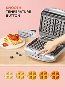 Waffle Maker Belgian 1000W, 2 Slice Waffle Iron With Browning Control, Nonstick Plates, Indicator Lights, Cord-Storage -KitchenAid Shop 51Rs3FsQB6L