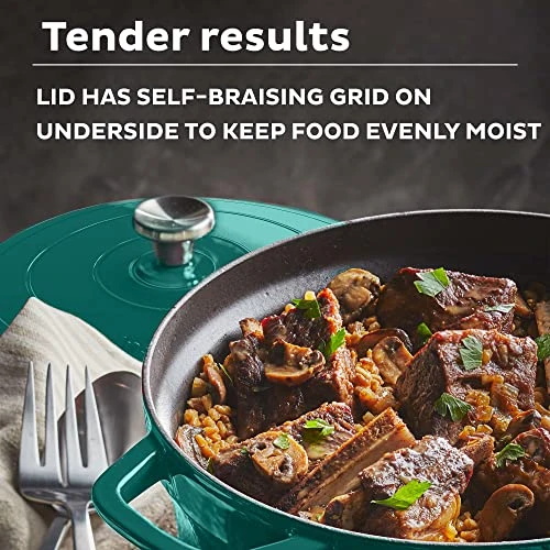 , 6-Quart 1500W Electric Round Dutch Oven, 5-in-1: Braise, Slow Cook, Sear/Sauté, Cooking Pan, Food Warmer, Enameled Cast Iron, Free App With 50 Recipes, Perfect Wedding Gift, Green 7 , 6-Quart 1500W Electric Round Dutch Oven, 5-in-1: Braise, Slow Cook, Sear/Sauté, Cooking Pan, Food Warmer, Enameled Cast Iron, Free App With 50 Recipes, Perfect Wedding Gift, Green - Image 5