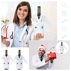 4 Pcs White Coat Wine Bag Felt Doctors White Wine Bottle Cover With Tie Lawyer Beer Can Sleeve Necklace For Nurse Men Women Practitioner Graduation Birthday Anniversary Present Law Student (Doctor) -KitchenAid Shop 51S1cca04wL
