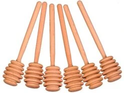 ® 6 Inch Wood Honey Dipper Stick Server For Honey Jar Dispense Drizzle Honey New | Pack Of 6