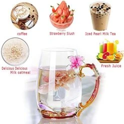 Ea Cup, Mother’s Day Gifts, Coffee Mug Cups, Lily Flower Glass Tea Cup, Unique Personalized Birthday Present Ideas For Women Grandma Mom Teachers Hot Beverages 13OZ Pink -KitchenAid Shop 51S5bEZlejL