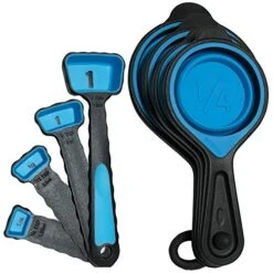 Collapsible 8 Piece Measuring Cup And Spoon Set - Portable Food Grade Silicone For Liquid And Dry Ingredients