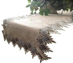 Lace 54" Table Runner Dresser Scarf Neutral Earth Tones European Lace