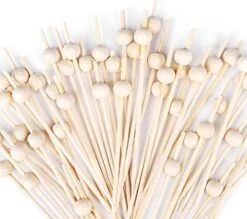 200PCS Cocktail Picks, Fancy Cocktail Toothpicks For Appetizers Picks, Handmade Bamboo Cocktail Skewers For Appetizers Fruit Party, Gold Pearl Food Picks Charcuterie Accessories (4.7 Inch) -KitchenAid Shop 51SC0k0BkRL. AC