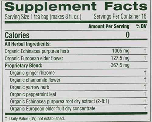 , Seasonal Wellness, Organic, Echinacea Plus, Elderberry, 16 Tea Bags, Net Wt. 0.85 Oz 4 , Seasonal Wellness, Organic, Echinacea Plus, Elderberry, 16 Tea Bags, Net Wt. 0.85 Oz - Image 2