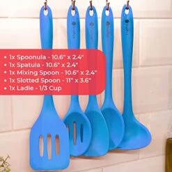Ium Silicone Cooking Utensils Set - Five 10.5" Pieces - Kitchen Utensil Set Heat Resistance To 600°F - Hygienic One-Piece Design Silicone Utensil Set For Mixing & Cooking (Blue) -KitchenAid Shop 51SGh8GTW3L