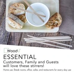 WoodU Disposable Coffee Stir Sticks 7"- Sturdy Round End Compostable And Biodegradable Brich Wood Tea Stirrers- 100% Ecofriendly Wooden Stirring Sticks For Hot Drinks -KitchenAid Shop 51SIfMFPwlL