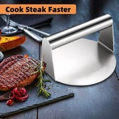Koicarpe Burger Press - Stainless Steel Burger Smasher Tool - Smooth & Non-Stick Surface - Round Utensil For Grilling Meat Patty, Steak, Hot Dog, Grill Flattener For Steaks, Panini, Sandwich, 5.5x5.5 11 Koicarpe Burger Press - Stainless Steel Burger Smasher Tool - Smooth & Non-Stick Surface - Round Utensil For Grilling Meat Patty, Steak, Hot Dog, Grill Flattener For Steaks, Panini, Sandwich, 5.5x5.5 -KitchenAid Shop 51SKGQap4LL