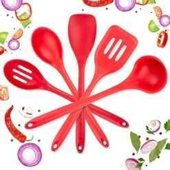 Ium Silicone Cooking Utensils Set - Five 10.5" Pieces - Kitchen Utensil Set Heat Resistance To 600°F - Hygienic One-Piece Design Silicone Utensil Set For Mixing & Cooking (Blue) -KitchenAid Shop 51SM zNlJxL. AC 1