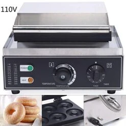 110V Commercial Waffle Donut Machine 6 Holes Double-Sided Heating 50-300℃,Non-stick Donut Maker Coating For Professional Kitchen -KitchenAid Shop 51SPjJfrrRL