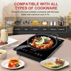 Portable Hot Plate Electric Cooktop, 1800W Single Countertop Burner With 9 Power Levels, Infrared Ceramic Burner For Cooking, Sensor Touch, 4-hour Timer, Safety Lock -KitchenAid Shop 51SSfCJJcoL
