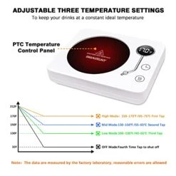 Coffee Warmer For Desk, Constant Coffee Mug Warmer, Auto Off 6 Modes Timer Smart Coffee Cup Warmer, 3 Temperature Control Mug Warmer, Warming Plate With Gravity Sensor For Candle Wax Beverage Tea Milk -KitchenAid Shop 51SUR9aC17L