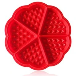 Waffle Mold Bakeware Silicone Waffle Baking Molds Flower Heart Shape Muffin Mould, Red